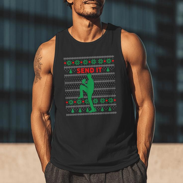 Baseball Player Christmas Pajama Send It Xmas PJs Boys Men Tank Top