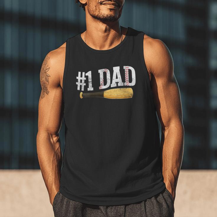 Baseball Player Dad Papa Number One Baseball Dad Fathers Day Men Tank Top
