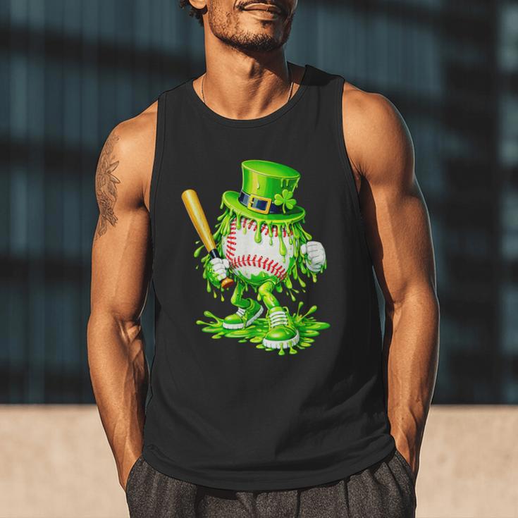 Baseball Player Ice Cream Drip Shamrocks St Patrick's Day Men Tank Top