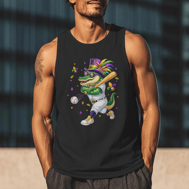 Baseball Player Mardi Gras Alligator Carnival Costume Beads Men Tank Top Baseball Player Mardi Gras Alligator Carnival Costume Beads Men Tank Top
