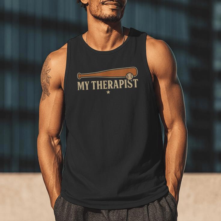Baseball Tee My Therapist Bat Men Women Kids Men Tank Top