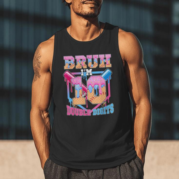 Boys 10 Double Digits 10th Birthday Ice Cream Baseball Drip Men Tank Top