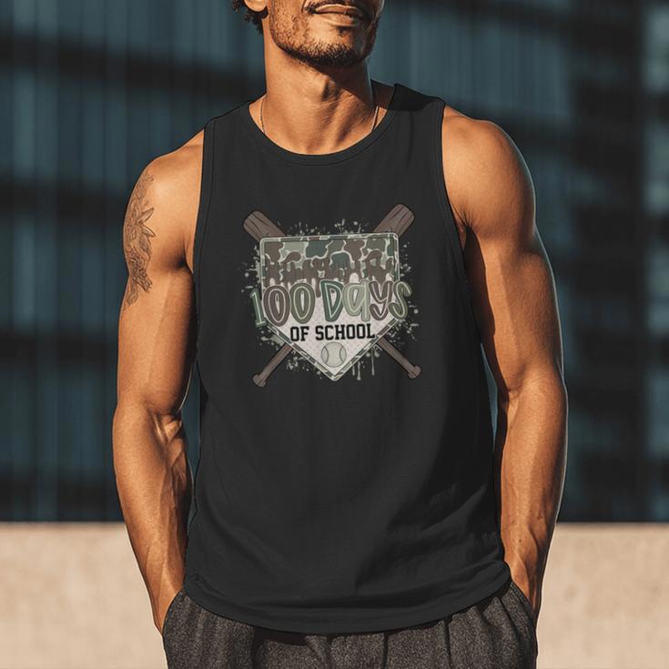 Camo 100 Days Of School Baseball Home Plate Drip Boy Kids Men Tank Top Camo 100 Days Of School Baseball Home Plate Drip Boy Kids Men Tank Top
