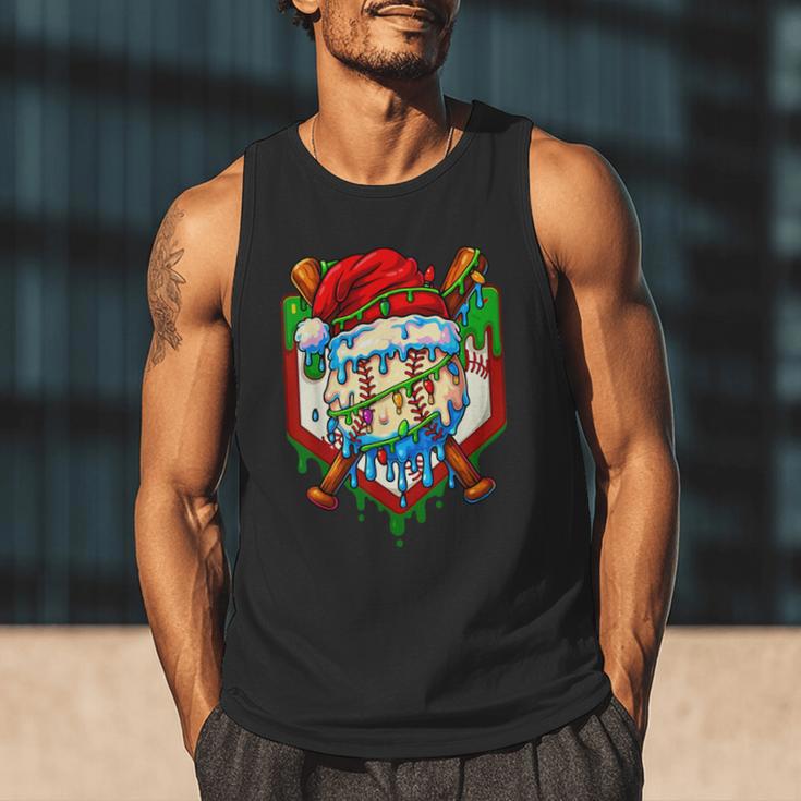 Christmas Baseball Ice Cream Drip Santa Baseball Player Kids Men Tank Top Christmas Baseball Ice Cream Drip Santa Baseball Player Kids Men Tank Top