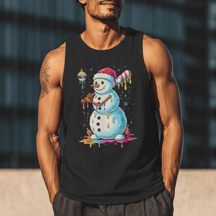 Christmas Baseball Snowman Drip For Boys Men Girls Women Men Tank Top