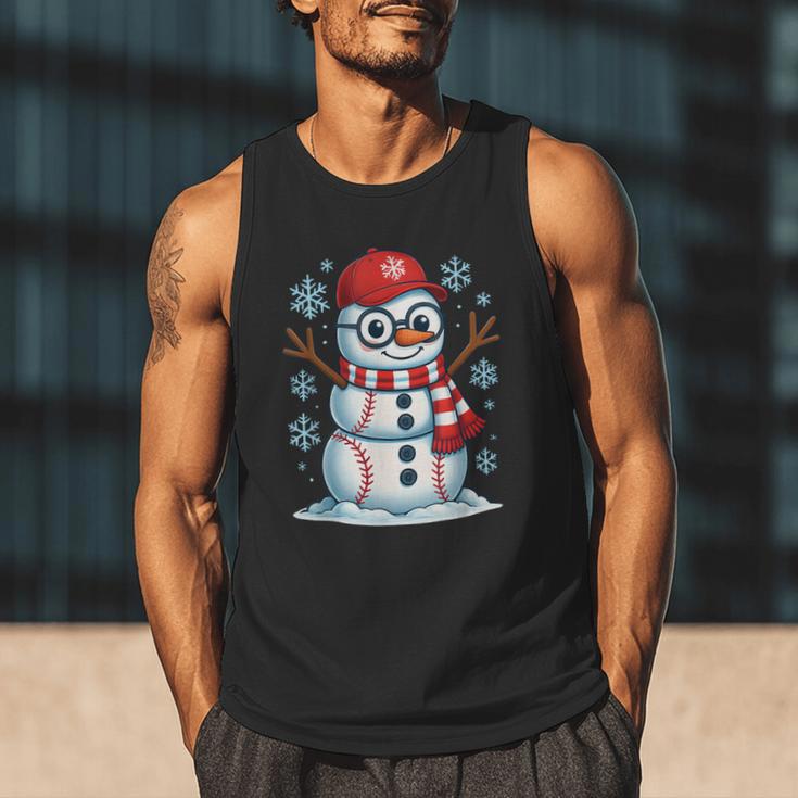 Christmas Baseball Snowman Xmas Pajamas Women Men Boys Men Tank Top Christmas Baseball Snowman Xmas Pajamas Women Men Boys Men Tank Top