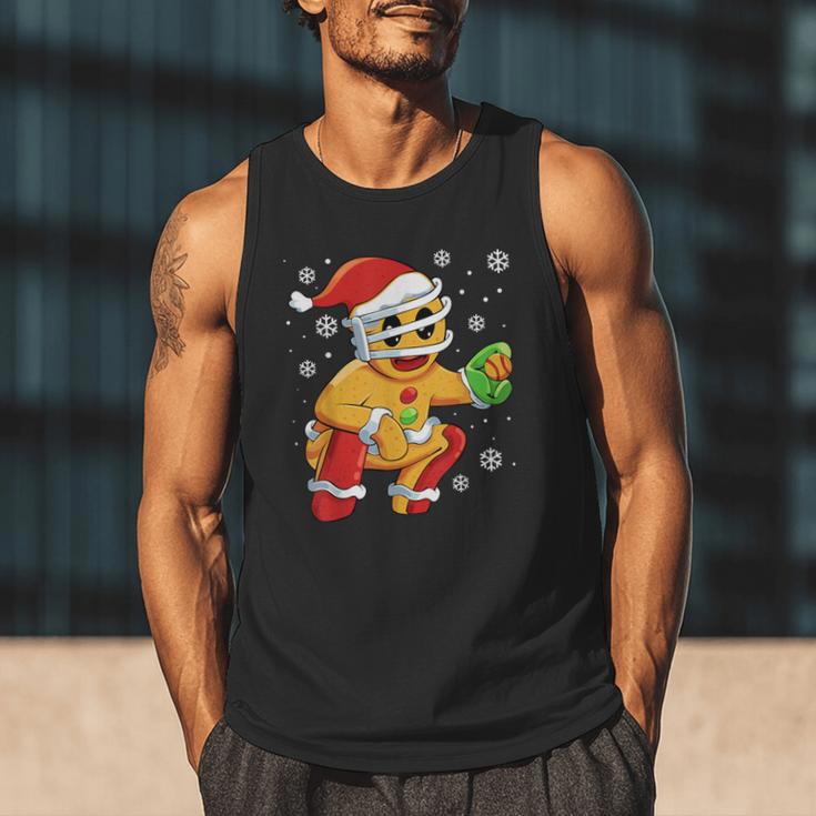 Christmas Gingerbread Man Baseball Player Catcher Men Tank Top Christmas Gingerbread Man Baseball Player Catcher Men Tank Top