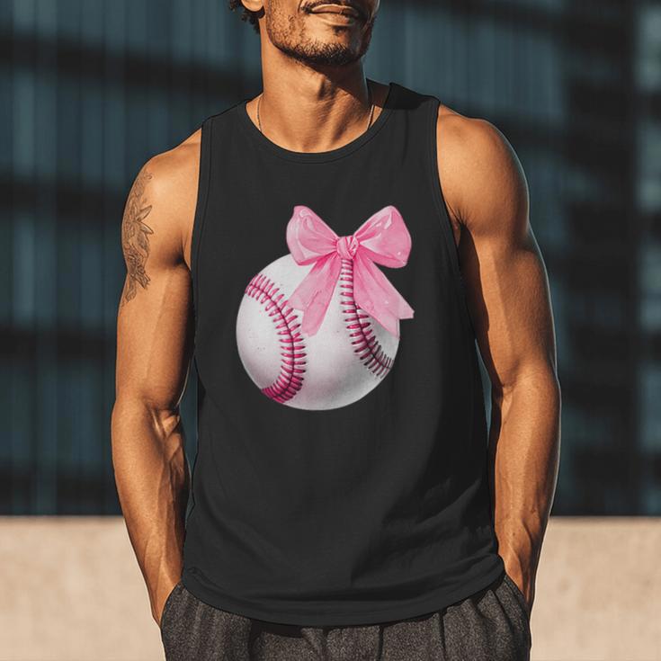 Cute Coquette Baseball Pink Bow Player & Fan Girls Men Tank Top