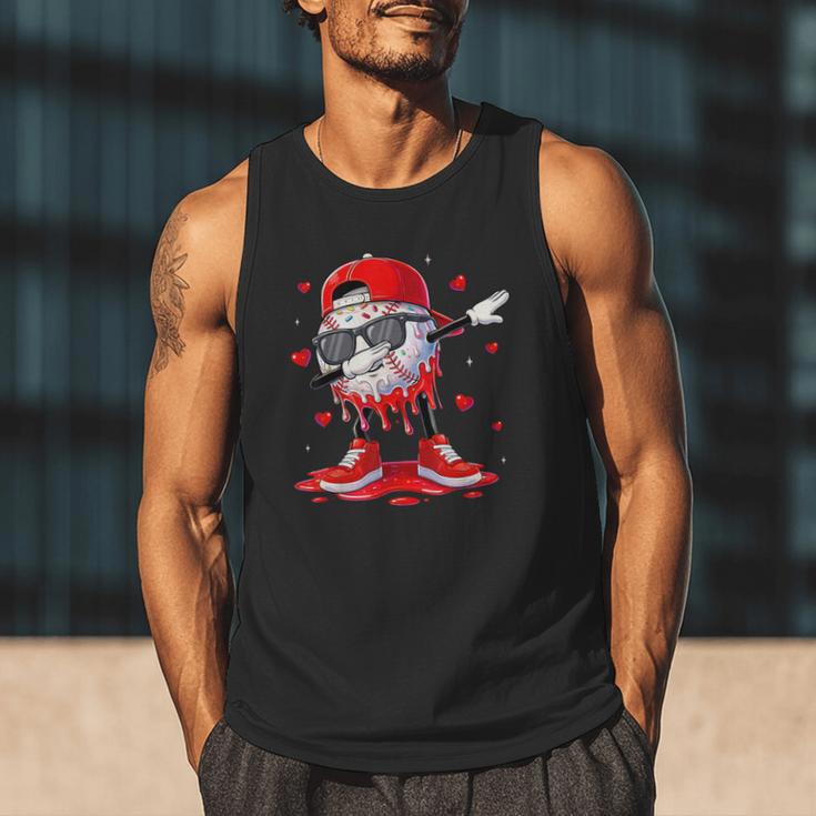 Dabbing Baseball Drip Ice Cream Youth Boy Valentines Day Men Tank Top