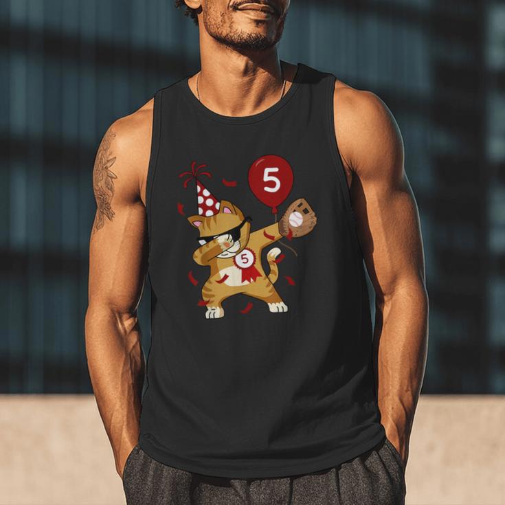 Dabbing Cool Cat Baseball 5th Birthday Men Tank Top Dabbing Cool Cat Baseball 5th Birthday Men Tank Top