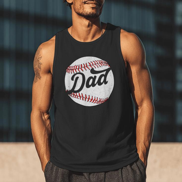 Dad Baseball Ball Vintage Groovy Baseball Daddy Fathers Day Men Tank Top