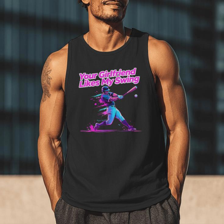 Your Girlfriend Likes My Swing Baseball Quote Boys Men Men Tank Top Your Girlfriend Likes My Swing Baseball Quote Boys Men Men Tank Top