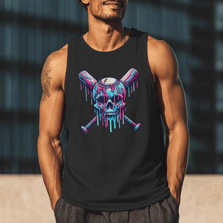 Halloween Baseball Skull Drip Baseball Lifestyle Boy Men Men Tank Top