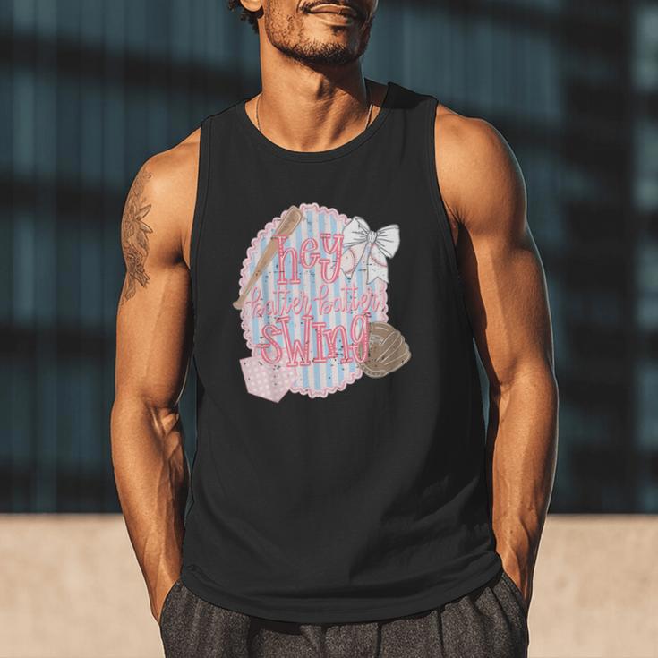 Hey Batter Batter Swing Baseball Game Day Coquette Bow Girly Men Tank Top Hey Batter Batter Swing Baseball Game Day Coquette Bow Girly Men Tank Top