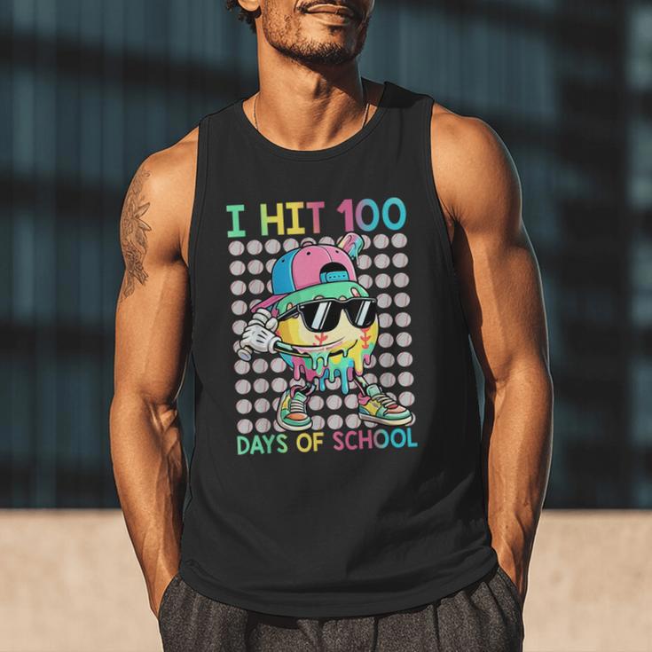 I Hit 100 Days Of School Baseball Drip 100th Day Of School Men Tank Top