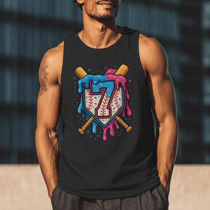 HUGvyn 7th Birthday Baseball Ice Cream Drip Number 7 Kid Boy Men Tank Top HUGvyn 7th Birthday Baseball Ice Cream Drip Number 7 Kid Boy Men Tank Top