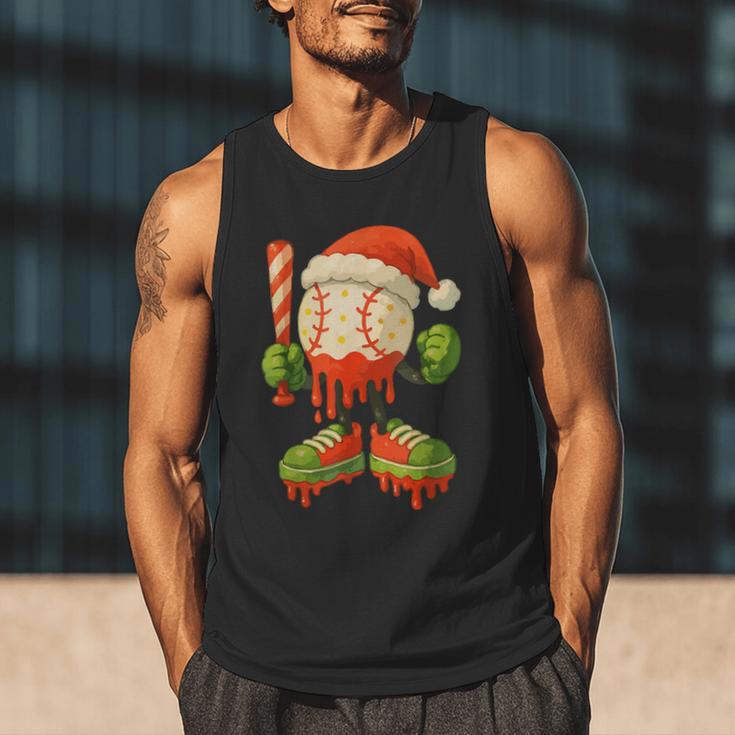 Ice Cream Drip Baseball Christmas Baseball Drip Candy Cane Men Tank Top Ice Cream Drip Baseball Christmas Baseball Drip Candy Cane Men Tank Top