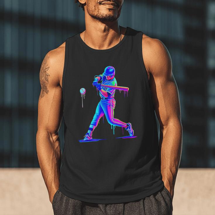Ice Cream Drip Melting Baseball Bat Player Baseball Dad Men Tank Top