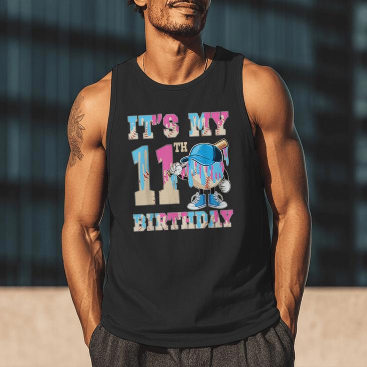 It's My 11th Birthday Baseball Ice Cream Drip Theme Men Tank Top