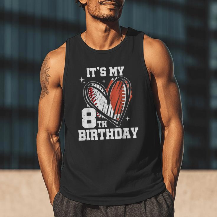 It's My 8th Birthday Baseball Football Heart 8 Year Old Men Tank Top It's My 8th Birthday Baseball Football Heart 8 Year Old Men Tank Top