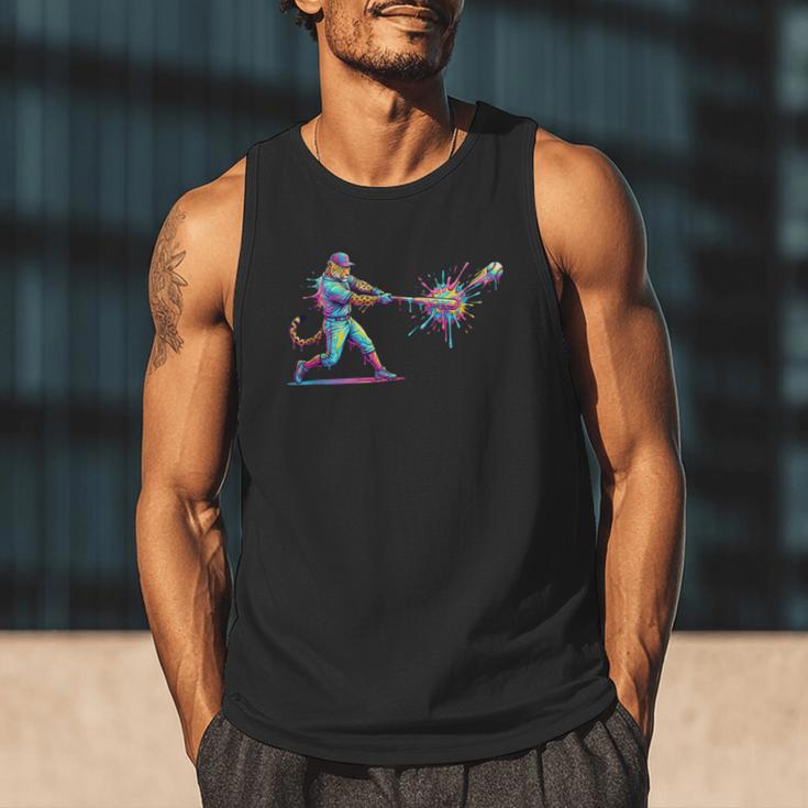 Leopard Baseball Player Ice Cream Drip For Boys Kids Men Tank Top