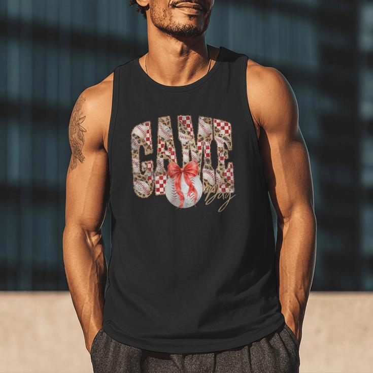 Leopard Checkered Game Day Baseball Coquette Bow Women Girls Men Tank Top Leopard Checkered Game Day Baseball Coquette Bow Women Girls Men Tank Top