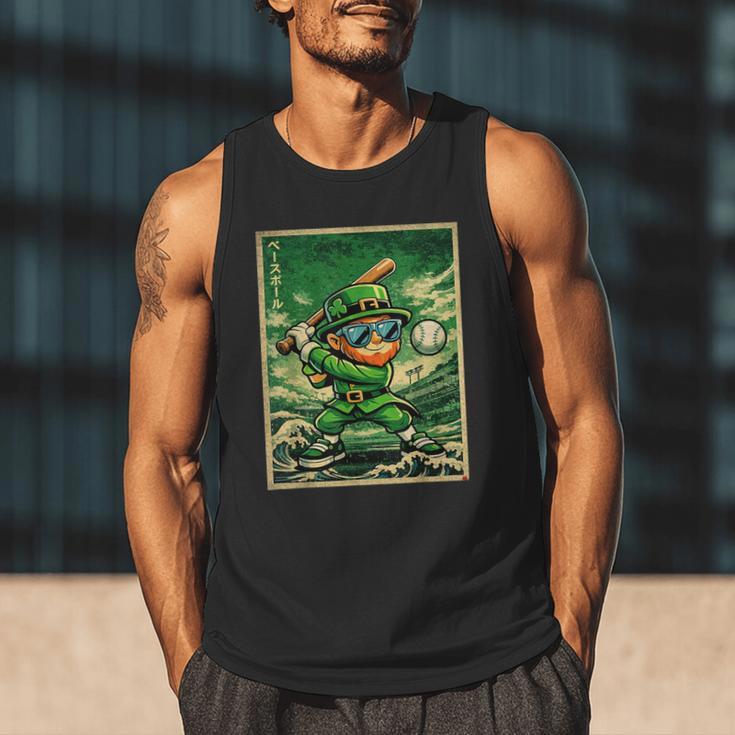 Leprechaun Playing Baseball Japanese Art St Patricks Day Men Tank Top Leprechaun Playing Baseball Japanese Art St Patricks Day Men Tank Top
