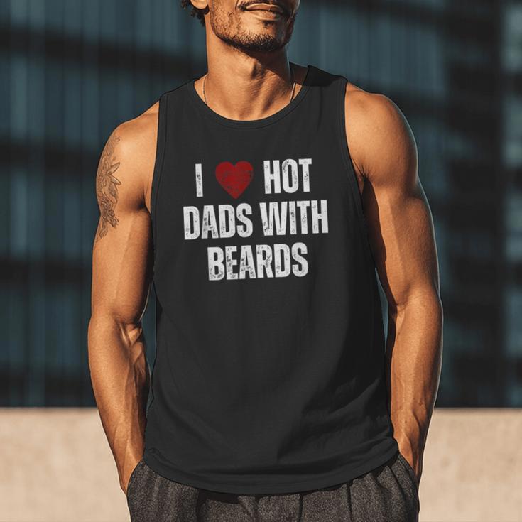 I Love Hot Baseball Dads With Beards Red Hearts Men Tank Top