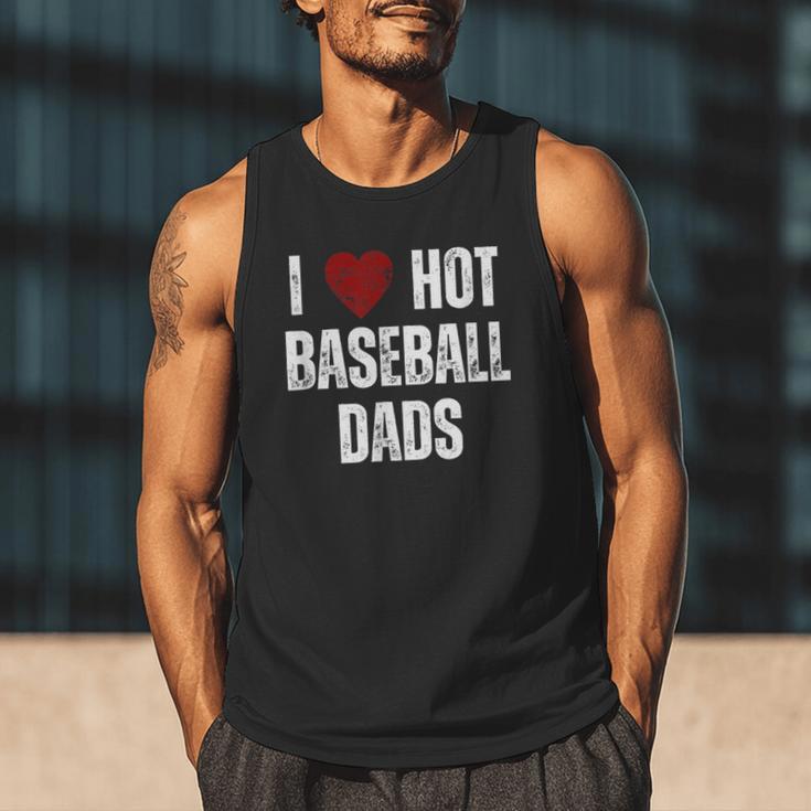 I Love Hot Baseball Dads Red Hearts Men Tank Top