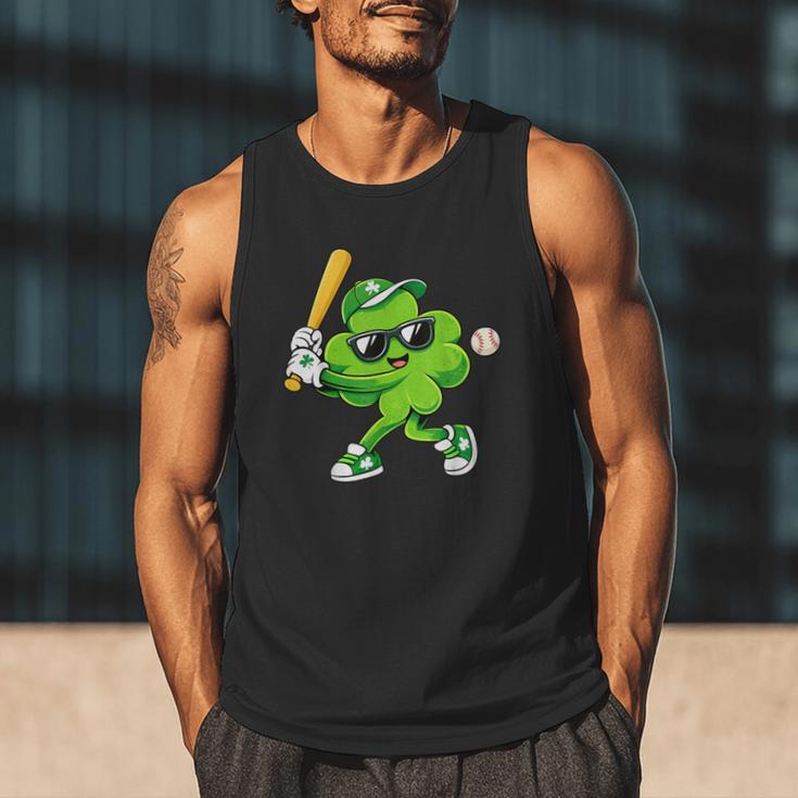 Lucky Shamrock Playing Baseball St Patrick's Kids Boys Men Tank Top