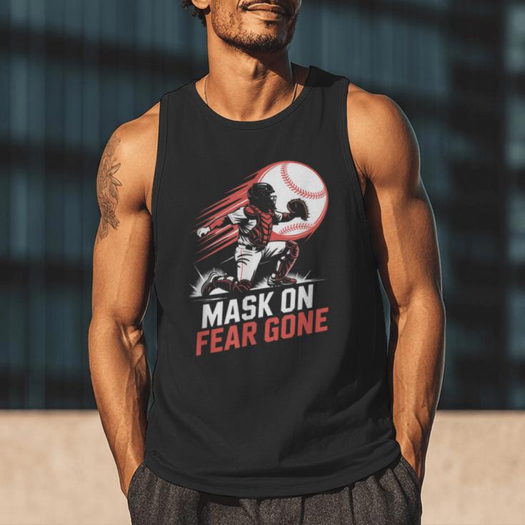 Mask On Fear Gone Baseball Catcher Softball Men Tank Top