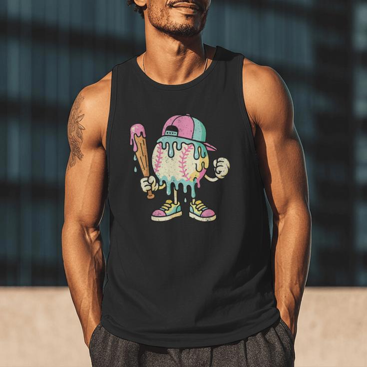 Melted Ice-Cream Baseball Mascot Pastel Pop Men Tank Top Melted Ice-Cream Baseball Mascot Pastel Pop Men Tank Top