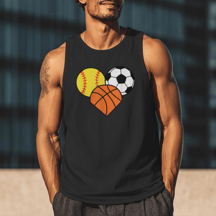Mom Sports Heart Soccer Basketball Baseball Softball Men Tank Top Mom Sports Heart Soccer Basketball Baseball Softball Men Tank Top