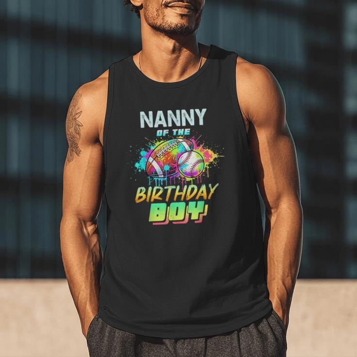 Nanny Of The Birthday Boy Baseball Football Colorful Men Tank Top Nanny Of The Birthday Boy Baseball Football Colorful Men Tank Top