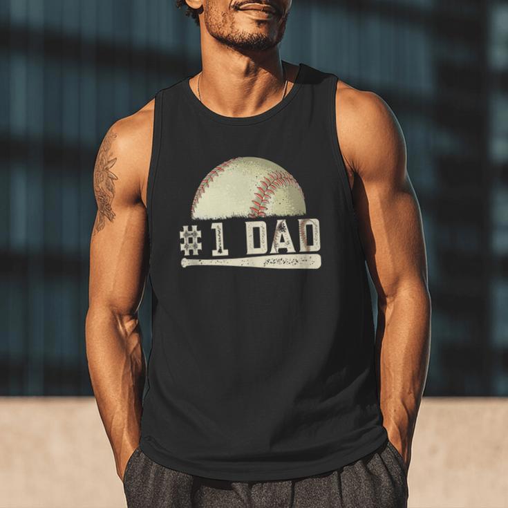 Number One Baseball Dad Fathers Day Baseball Player Dad Papa Men Tank Top