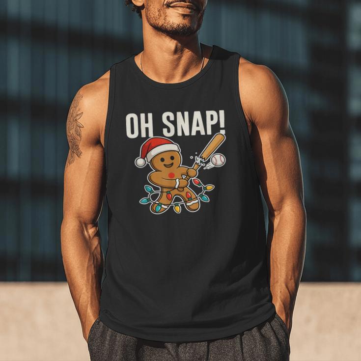 Oh Snap Gingerbreadman Christmas Baseball Humor Men Tank Top