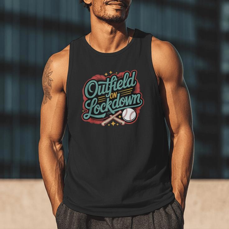 Outfield On Lockdown Baseball Defense Sports Men Tank Top