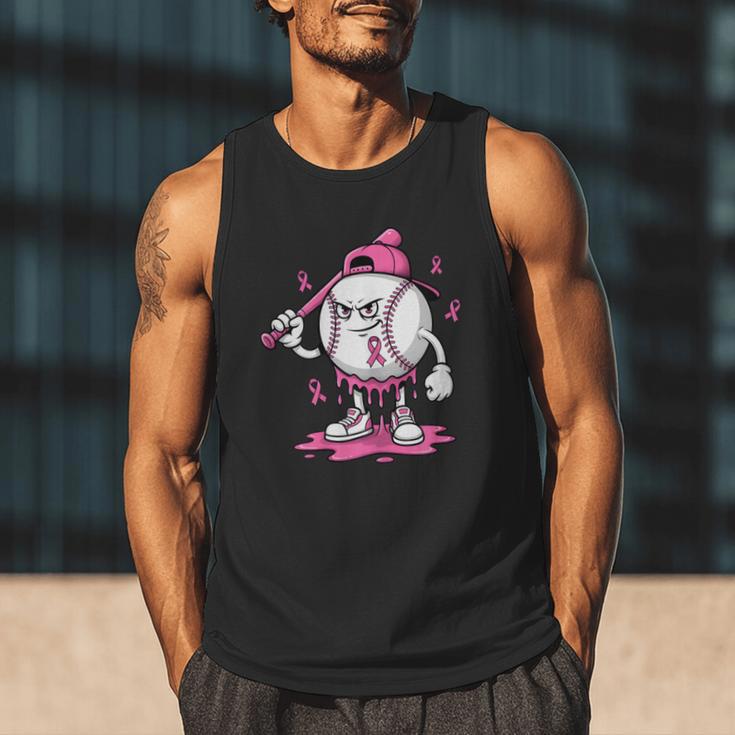 Pink Ribbon Baseball Breast Cancer Awareness Men Tank Top Pink Ribbon Baseball Breast Cancer Awareness Men Tank Top