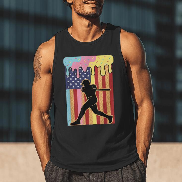 Retro Baseball Drip Boys Ice Cream Patriotic American Flag Men Tank Top