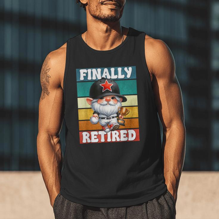 Retro Baseball Retirement Gnome Baseball Dad Finally Retired Men Tank Top