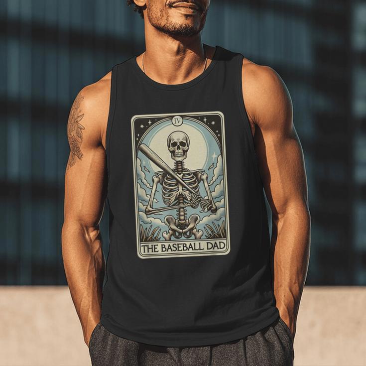 Retro Skeleton Baseball Dad Tarot Card Halloween Sport Lover Men Tank Top
