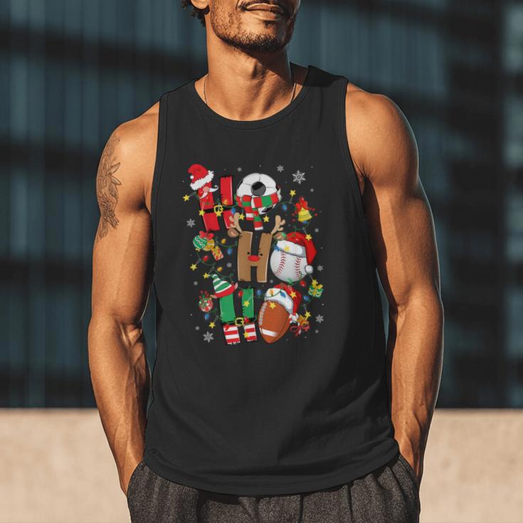 Santa Baseball Football Soccer Pajamas Ho Ho Christmas Xmas Men Tank Top Santa Baseball Football Soccer Pajamas Ho Ho Christmas Xmas Men Tank Top