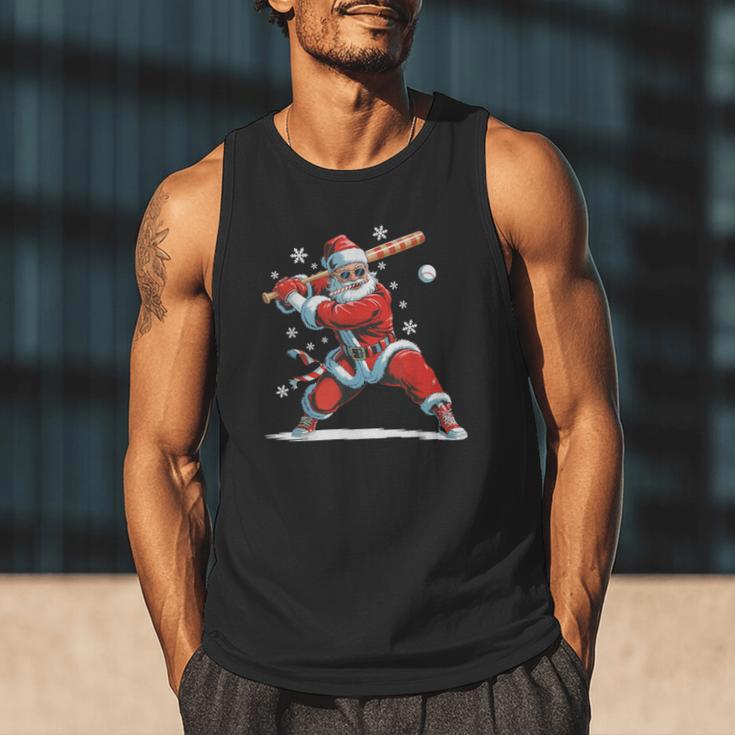 Santa Playing Baseball Christmas Candy Cane Fun Xmas Holiday Men Tank Top Santa Playing Baseball Christmas Candy Cane Fun Xmas Holiday Men Tank Top