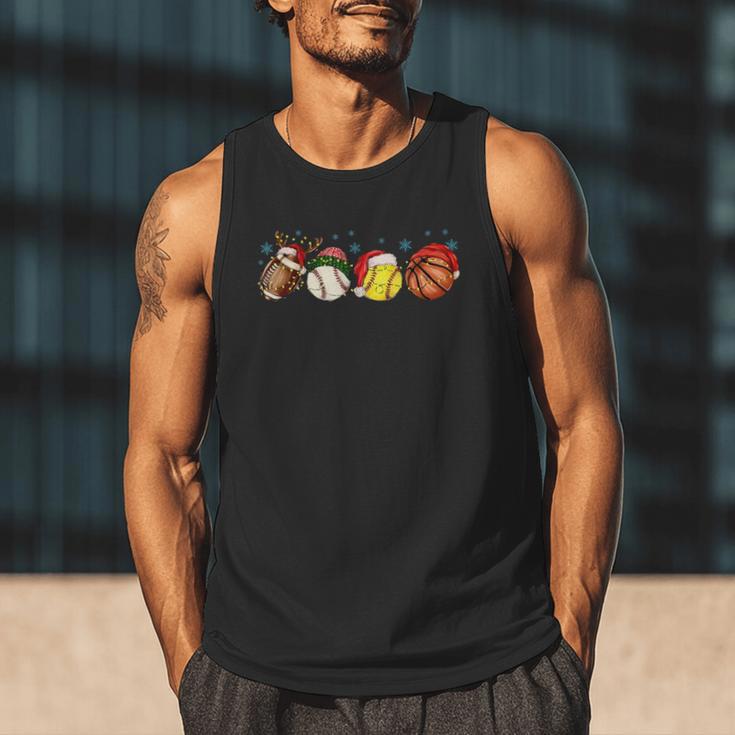Santa Sports Boys Xmas Baseball Football Softball Basketball Men Tank Top Santa Sports Boys Xmas Baseball Football Softball Basketball Men Tank Top