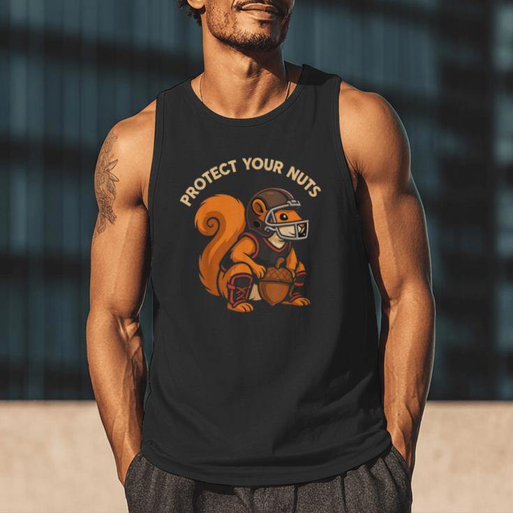Squirell Baseball Catcher Player Joke Tee Protect Your Nuts Men Tank Top