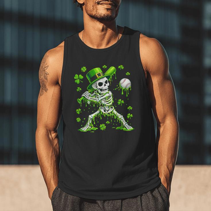 St Patricks Day Baseball Skeleton Irish Leprechaun Hat Boys Men Tank Top