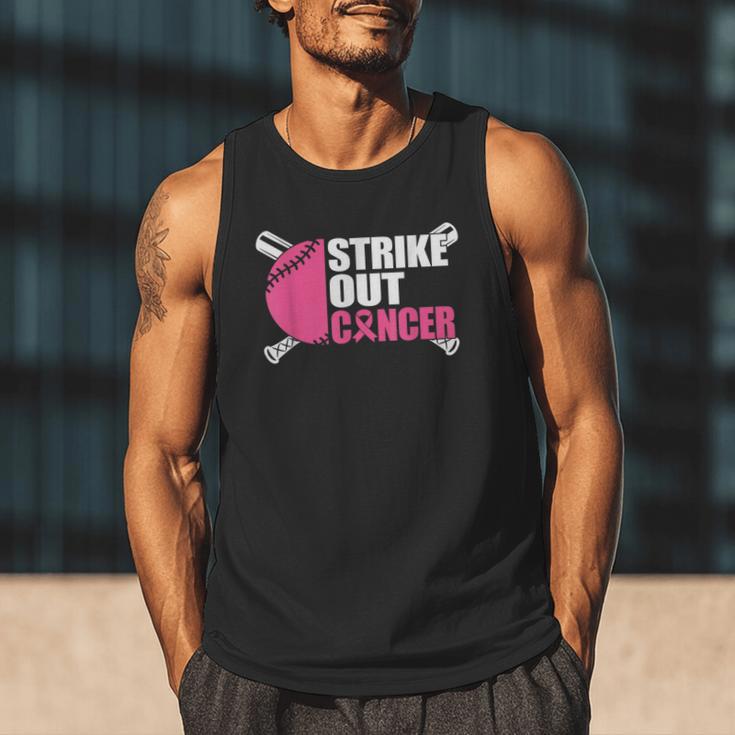 Strike Out Cancer Breast Cancer Awareness Baseball Warrior Men Tank Top Strike Out Cancer Breast Cancer Awareness Baseball Warrior Men Tank Top