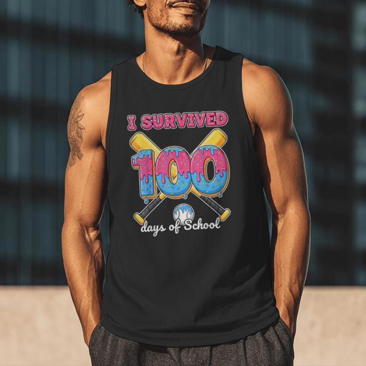 I Survived 100 Days Of School Baseball Cream Drip Boys Men Tank Top I Survived 100 Days Of School Baseball Cream Drip Boys Men Tank Top