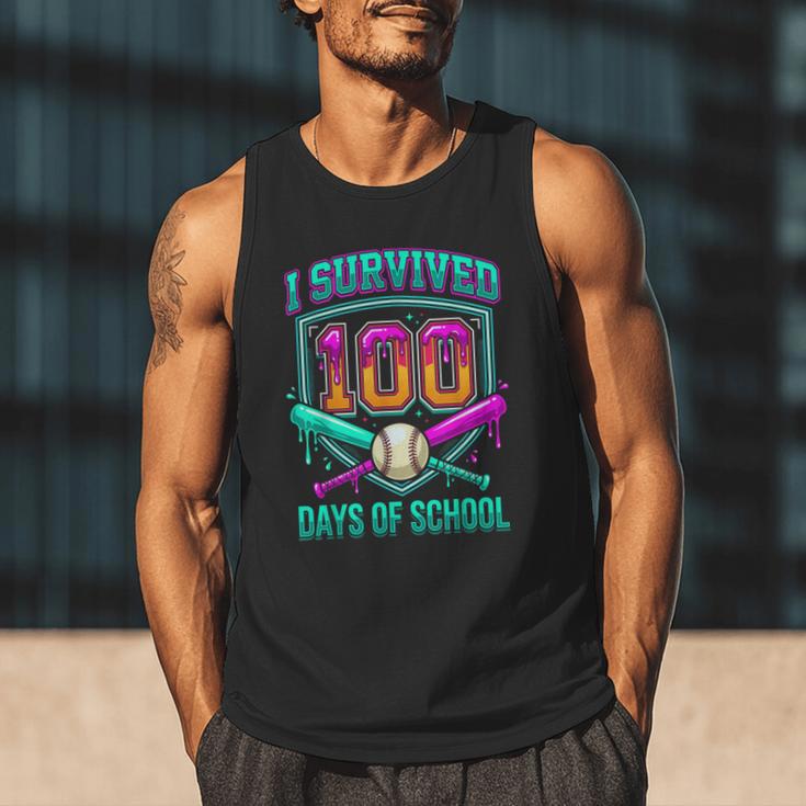 I Survived 100 Days Of School Baseball Drip Men Tank Top