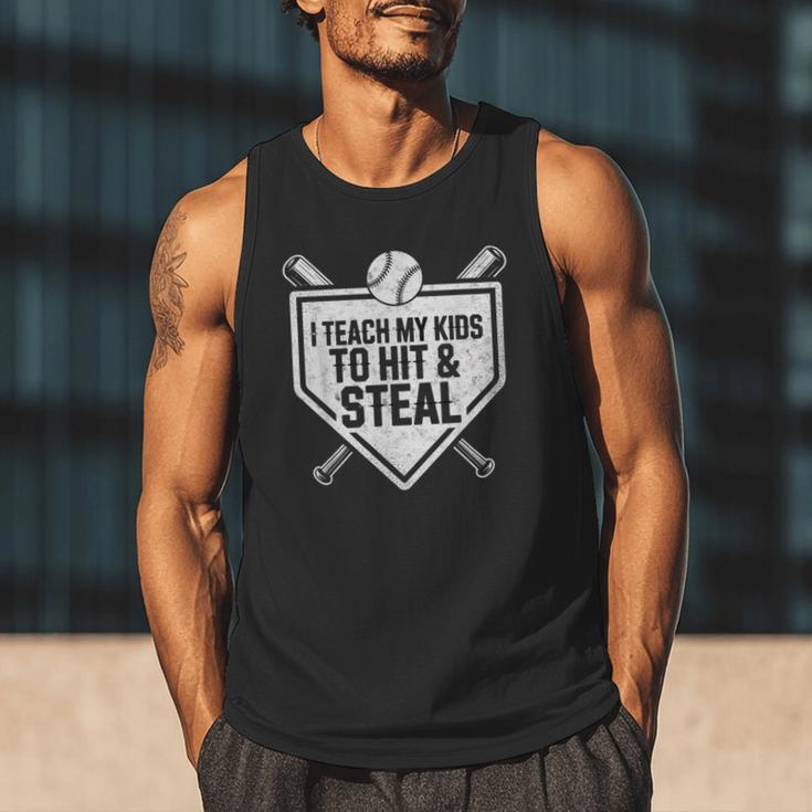 I Teach My Kids To Hit & Steal Baseball Player Coach Dad Tee Men Tank Top I Teach My Kids To Hit & Steal Baseball Player Coach Dad Tee Men Tank Top